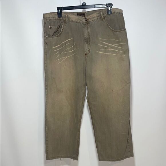 Tan Relaxed Fit Jeans with Cropped Length - Picture 1 of 10